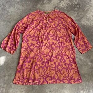 Rock Flower Paper Swim‎ suit Coverup Womens Medium Large Pink Orange Print